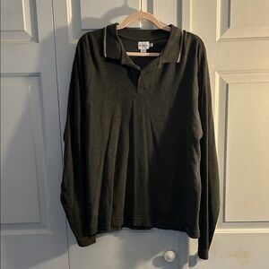 Grey Calvin Klein Long Sleeve Polo Shirt